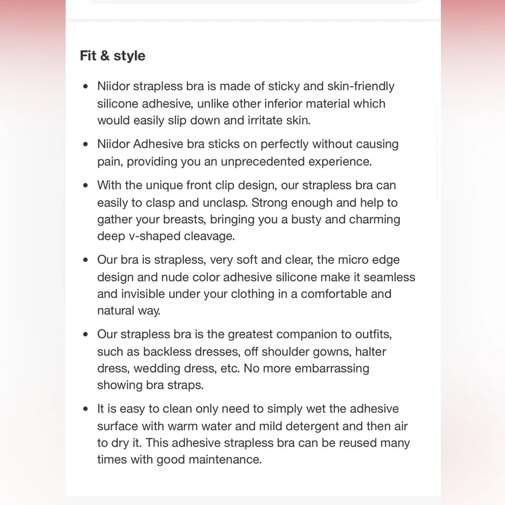 NEW Niidor Women's Adhesive Bra Strapless Backless Pushup Lift Bra - Picture 11 of 13